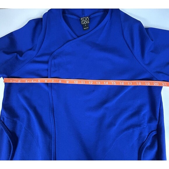 Clara Sun Woo Jacket Size S Royal Blue Drape Open Front Lagenlook Oversized - Picture 8 of 10